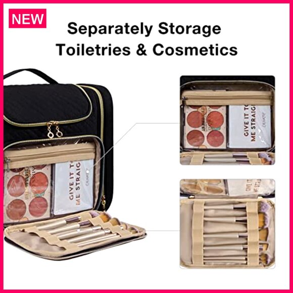 Large Water-Resistant Hanging Toiletry Bag with Multiple Compartments - Picture 5 of 7